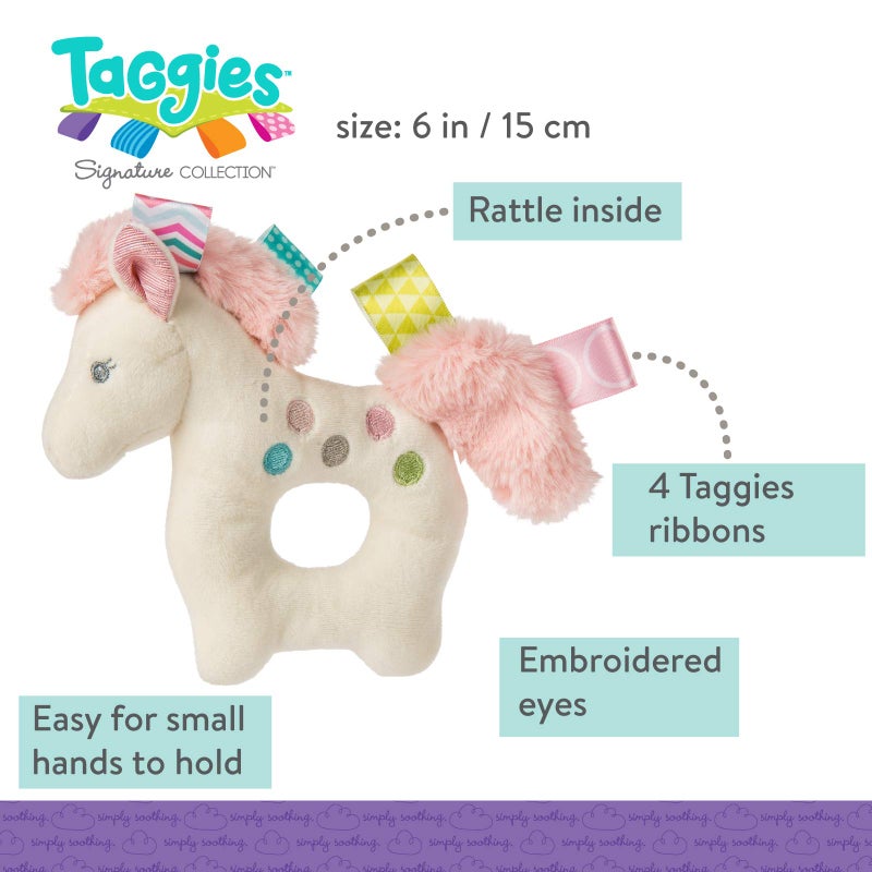 Taggies Embroidered Soft Ring Rattle  Painted Pony  6-Inches - Image 2
